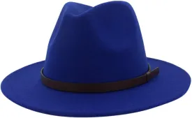 Wide Brim Fedora Hats for Women Men Classic Panama Hat Men's Two Tone Dress Cap Jazz Hat with Belt Buckle