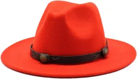 Women Fedoras Woolen Hat Classic Jazz Hat Flat Brim Hat Couple Hat Outdoor Travel 7 59-61cm