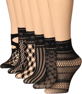 Women's 6 Pack Patterned Lace Anklet Socks