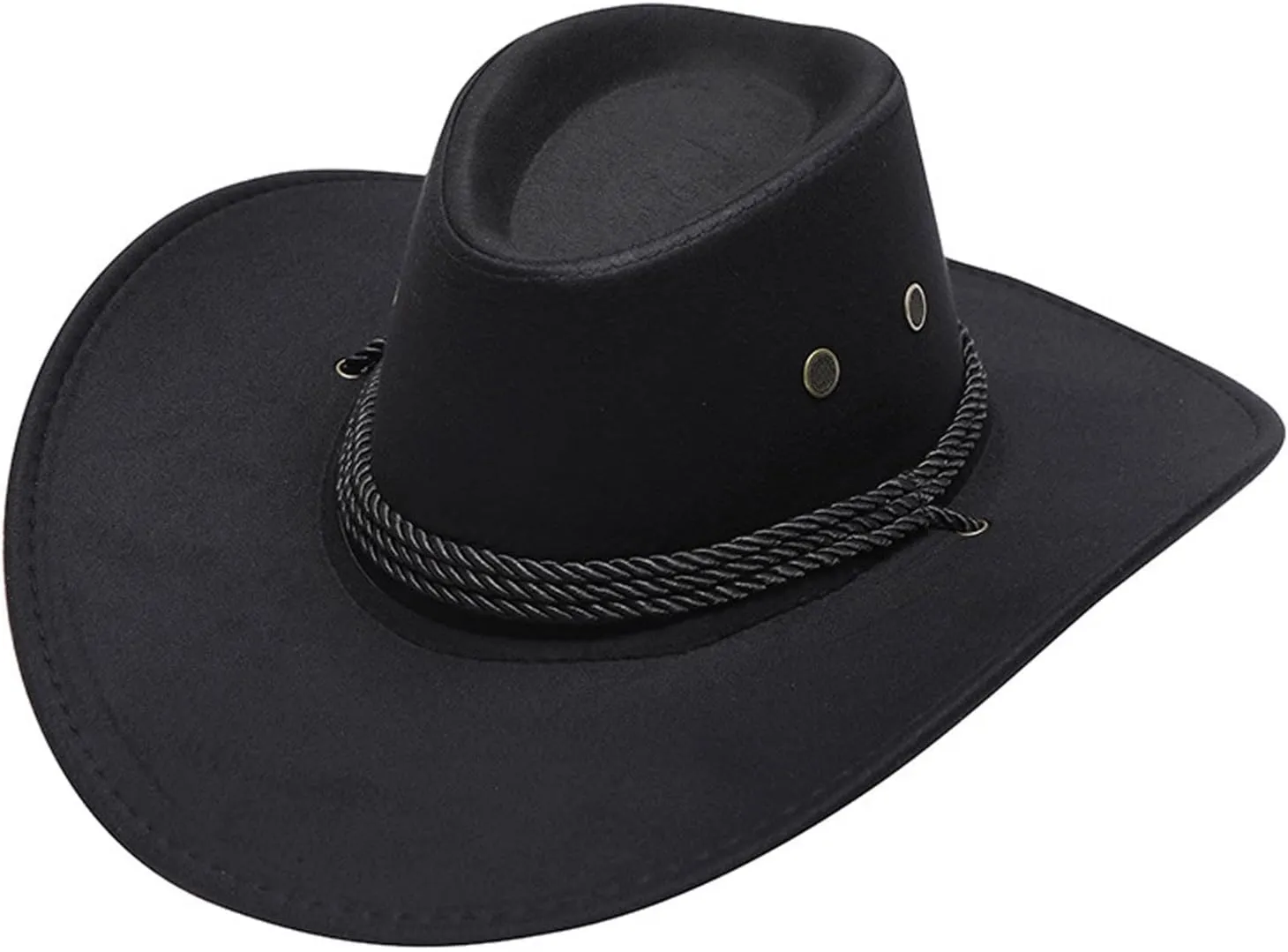 Womens Fashion Western Cowboy Hat Classic Fedora Hat Faux Felt Wide Brim Outdoor Sunshade Hat