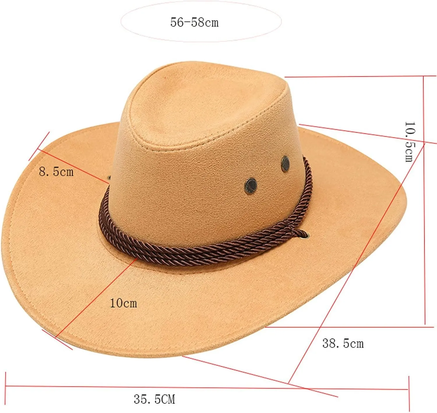 Womens Fashion Western Cowboy Hat Classic Fedora Hat Faux Felt Wide Brim Outdoor Sunshade Hat