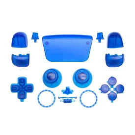 WPS Replacement Clip Shell Touch Pad Thumbsticks Dpad R1 L1 Trigger Buttons w/Accent Rings Set for PS5 Playstation Controller (Transparent Blue)