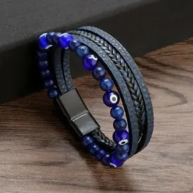 Wrap Bracelet Leather Mens Stack Evil Eye