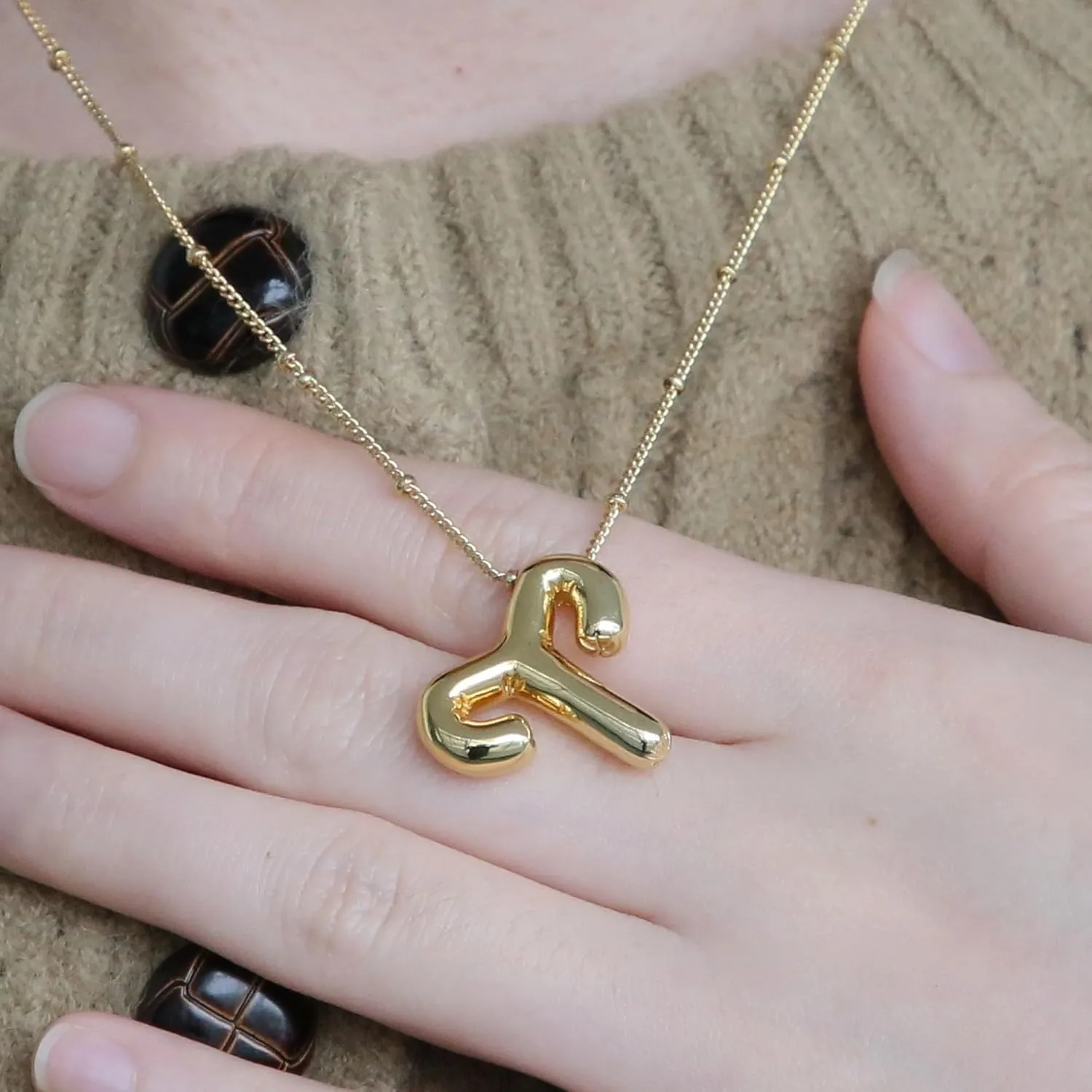 Zodiac Signs Spirit Necklace For Women, 18k Gold Plated Bubble 12 Constellation Pendant Lover Charm Gifts Jewelry